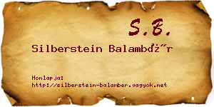 Silberstein Balambér névjegykártya